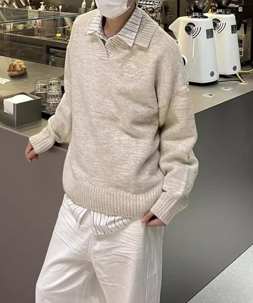 MGV（エムジーヴィー）の「サークルロゴニットポロ（ニット/セーター・メンズ・アイボリー/ブラック・LARGE/X-LARGE/MEDIUM）」の3枚目の写真