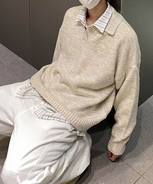MGV（エムジーヴィー）の「サークルロゴニットポロ（ニット/セーター・メンズ・アイボリー/ブラック・LARGE/X-LARGE/MEDIUM）」の4枚目の写真