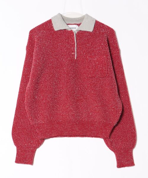 nemne store(ネンネストア)の「【keel】ラメニットポロ襟配色(ニット/セーター・レディース・レッド系/ネイビー・MEDIUM/SMALL)」の18枚目の写真