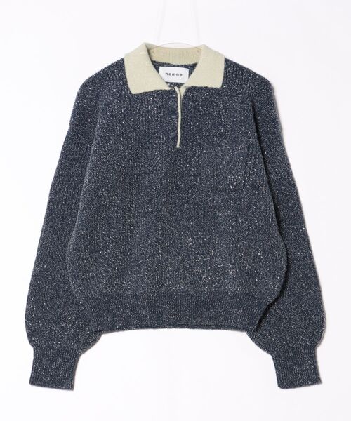 nemne store(ネンネストア)の「【keel】ラメニットポロ襟配色(ニット/セーター・レディース・レッド系/ネイビー・MEDIUM/SMALL)」の19枚目の写真