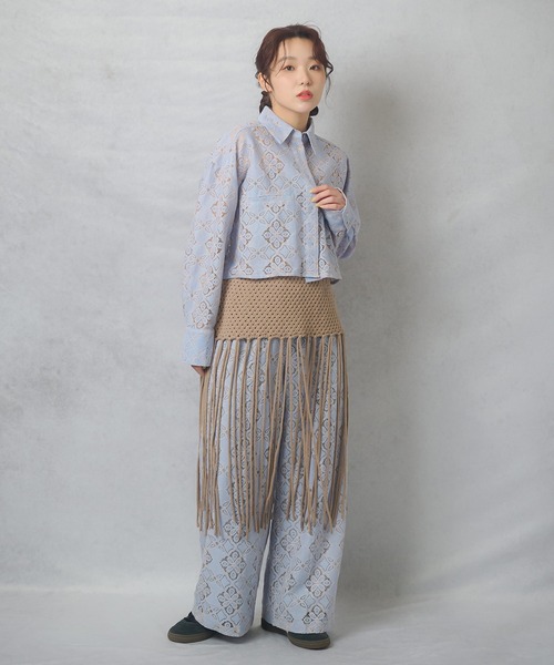 Lull（ルル）の「【Lull / ルル】セットアップ対応 / 総レースパンツ（その他パンツ・レディース・ブラック/ブルー/オフホワイト・ONESIZE）」の13枚目の写真