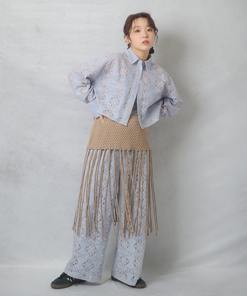 Lull（ルル）の「【Lull / ルル】セットアップ対応 / 総レースパンツ（その他パンツ・レディース・ブラック/ブルー/オフホワイト・ONESIZE）」の14枚目の写真