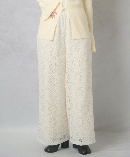 Lull（ルル）の「【Lull / ルル】セットアップ対応 / 総レースパンツ（その他パンツ・レディース・ブラック/ブルー/オフホワイト・ONESIZE）」の4枚目の写真