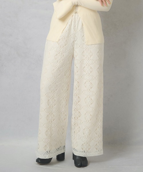 Lull（ルル）の「【Lull / ルル】セットアップ対応 / 総レースパンツ（その他パンツ・レディース・ブラック/ブルー/オフホワイト・ONESIZE）」の5枚目の写真