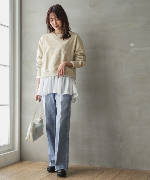 GLOBAL WORK（グローバルワーク）の「乾きやすいスウェットプリント長袖/286082（スウェット・レディース・ネイビー/ライトイエロー/スミクロ/グレイッシュベージュ/グレー系3/アイボリー/グレー系1/グレー系2・REGULAR/SHORT）」の16枚目の写真