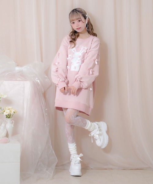 Honey Cinnamon(ハニーシナモン)の「ハートポケットハニースウェット(スウェット・レディース・ピンク/ブラック・FREE)」の7枚目の写真