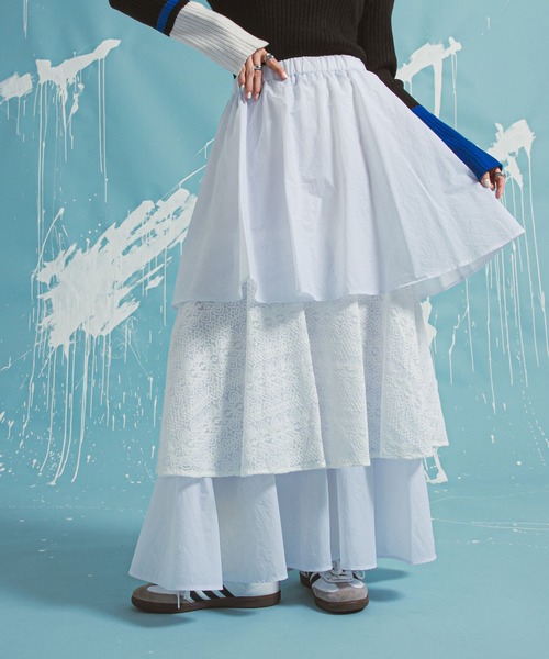 bohmal（ボマール）の「ティアードロングナイロンスカート（スカート・レディース・ブラック/ホワイト・FREE）」の21枚目の写真