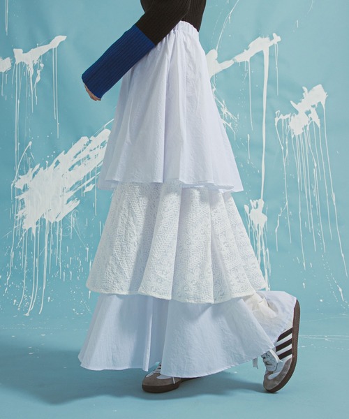 bohmal（ボマール）の「ティアードロングナイロンスカート（スカート・レディース・ブラック/ホワイト・FREE）」の22枚目の写真