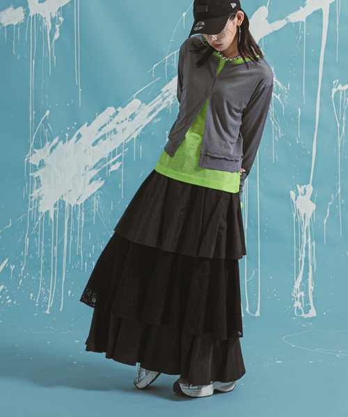 bohmal（ボマール）の「ティアードロングナイロンスカート（スカート・レディース・ブラック/ホワイト・FREE）」の15枚目の写真