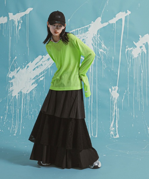 bohmal（ボマール）の「ティアードロングナイロンスカート（スカート・レディース・ブラック/ホワイト・FREE）」の16枚目の写真