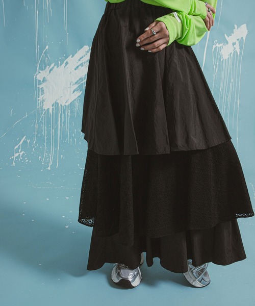 bohmal（ボマール）の「ティアードロングナイロンスカート（スカート・レディース・ブラック/ホワイト・FREE）」の19枚目の写真