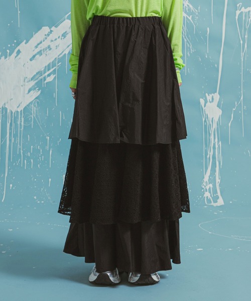 bohmal（ボマール）の「ティアードロングナイロンスカート（スカート・レディース・ブラック/ホワイト・FREE）」の9枚目の写真