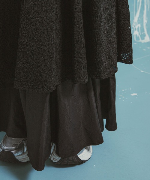 bohmal（ボマール）の「ティアードロングナイロンスカート（スカート・レディース・ブラック/ホワイト・FREE）」の13枚目の写真