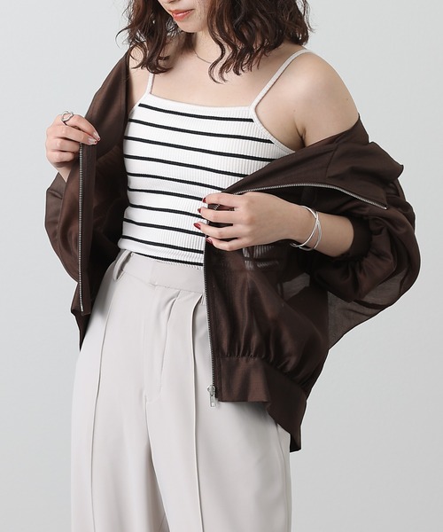 COLONY 2139(コロニートゥーワンスリーナイン)の「カップ付テレコリブボーダースクエアキャミソール(キャミソール・レディース・アイボリー・SMALL/MEDIUM/LARGE)」の4枚目の写真