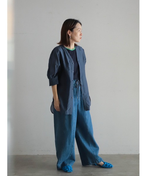 綿シルクローン Vネックロングブラウス | NOMBRE IMPAIR