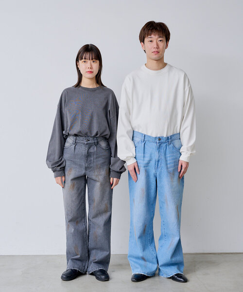 WHIMSIC（ウィムジック）の「【UNISEX/2サイズ展開】ダートプロセシングデニムパンツ（デニムパンツ・レディース・チャコールグレー/ブルー・1/2）」の20枚目の写真