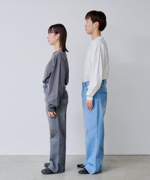 WHIMSIC（ウィムジック）の「【UNISEX/2サイズ展開】ダートプロセシングデニムパンツ（デニムパンツ・レディース・チャコールグレー/ブルー・1/2）」の21枚目の写真