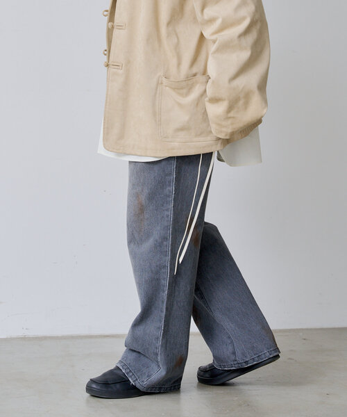 WHIMSIC（ウィムジック）の「【UNISEX/2サイズ展開】ダートプロセシングデニムパンツ（デニムパンツ・レディース・チャコールグレー/ブルー・1/2）」の14枚目の写真