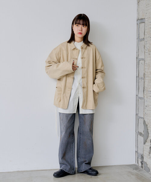 WHIMSIC（ウィムジック）の「【UNISEX/2サイズ展開】ダートプロセシングデニムパンツ（デニムパンツ・レディース・チャコールグレー/ブルー・1/2）」の16枚目の写真