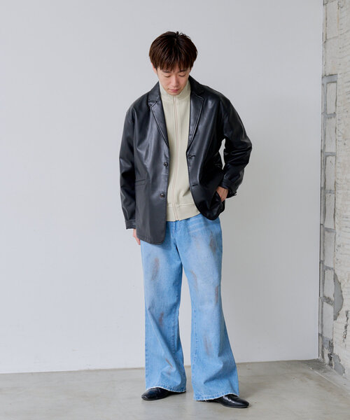 WHIMSIC（ウィムジック）の「【UNISEX/2サイズ展開】ダートプロセシングデニムパンツ（デニムパンツ・レディース・チャコールグレー/ブルー・1/2）」の17枚目の写真