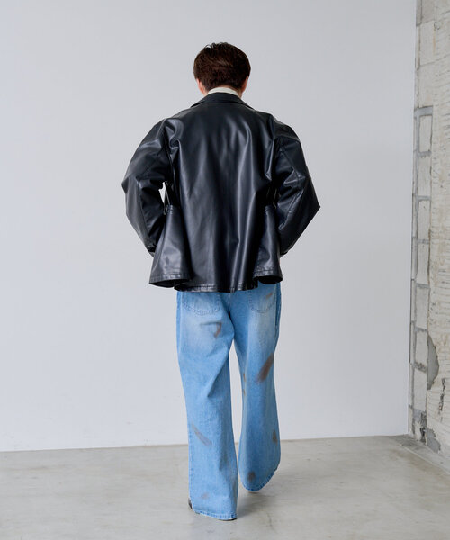 WHIMSIC（ウィムジック）の「【UNISEX/2サイズ展開】ダートプロセシングデニムパンツ（デニムパンツ・レディース・チャコールグレー/ブルー・1/2）」の7枚目の写真