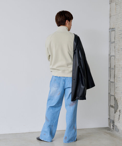 WHIMSIC（ウィムジック）の「【UNISEX/2サイズ展開】ダートプロセシングデニムパンツ（デニムパンツ・レディース・チャコールグレー/ブルー・1/2）」の10枚目の写真