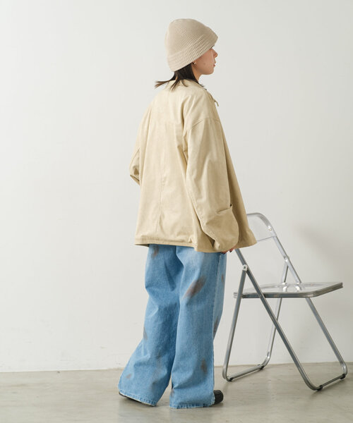 WHIMSIC（ウィムジック）の「【UNISEX/2サイズ展開】ダートプロセシングデニムパンツ（デニムパンツ・レディース・チャコールグレー/ブルー・1/2）」の3枚目の写真