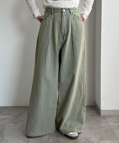 apres jour mignon（アプレジュールミニョン）の「タックワイドデニム（デニムパンツ・レディース・ブルー系その他/パープル/ブラック系その他/ブルー系その他2・X-LARGE/LARGE/SMALL/MEDIUM）」の11枚目の写真