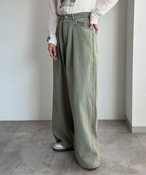 apres jour mignon（アプレジュールミニョン）の「タックワイドデニム（デニムパンツ・レディース・ブルー系その他/パープル/ブラック系その他/ブルー系その他2・X-LARGE/LARGE/SMALL/MEDIUM）」の12枚目の写真