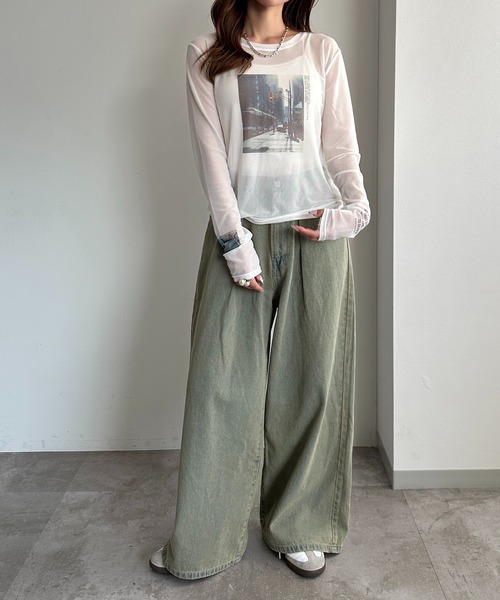 apres jour mignon（アプレジュールミニョン）の「タックワイドデニム（デニムパンツ・レディース・ブルー系その他/パープル/ブラック系その他/ブルー系その他2・X-LARGE/LARGE/SMALL/MEDIUM）」の15枚目の写真