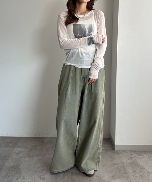 apres jour mignon（アプレジュールミニョン）の「タックワイドデニム（デニムパンツ・レディース・ブルー系その他/パープル/ブラック系その他/ブルー系その他2・X-LARGE/LARGE/SMALL/MEDIUM）」の16枚目の写真