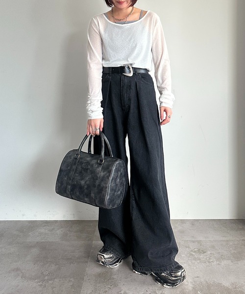 apres jour mignon（アプレジュールミニョン）の「タックワイドデニム（デニムパンツ・レディース・ブルー系その他/パープル/ブラック系その他/ブルー系その他2・X-LARGE/LARGE/SMALL/MEDIUM）」の8枚目の写真