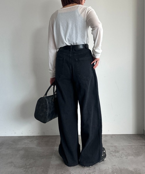 apres jour mignon（アプレジュールミニョン）の「タックワイドデニム（デニムパンツ・レディース・ブルー系その他/パープル/ブラック系その他/ブルー系その他2・X-LARGE/LARGE/SMALL/MEDIUM）」の10枚目の写真