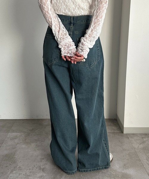 apres jour mignon（アプレジュールミニョン）の「タックワイドデニム（デニムパンツ・レディース・ブルー系その他/パープル/ブラック系その他/ブルー系その他2・X-LARGE/LARGE/SMALL/MEDIUM）」の19枚目の写真
