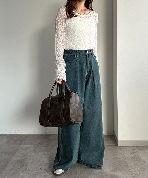 apres jour mignon（アプレジュールミニョン）の「タックワイドデニム（デニムパンツ・レディース・ブルー系その他/パープル/ブラック系その他/ブルー系その他2・X-LARGE/LARGE/SMALL/MEDIUM）」の20枚目の写真