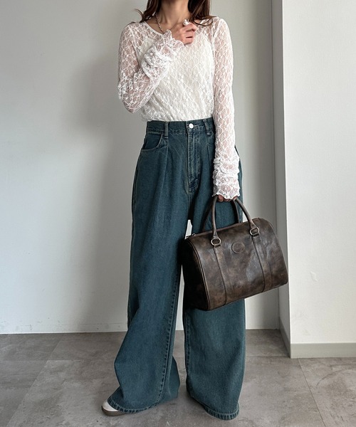 apres jour mignon（アプレジュールミニョン）の「タックワイドデニム（デニムパンツ・レディース・ブルー系その他/パープル/ブラック系その他/ブルー系その他2・X-LARGE/LARGE/SMALL/MEDIUM）」の21枚目の写真