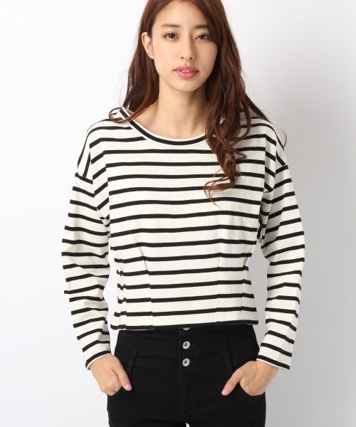 Heather(ヘザー)の「ボーダータックプルオーバー 707178(Tシャツ/カットソー・レディース・ホワイト×ブラック/ブラウン系その他/ネイビー・FREE)」の2枚目の写真