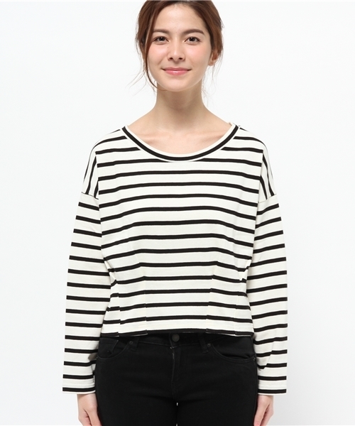 Heather(ヘザー)の「ボーダータックプルオーバー 707178(Tシャツ/カットソー・レディース・ホワイト×ブラック/ブラウン系その他/ネイビー・FREE)」の4枚目の写真