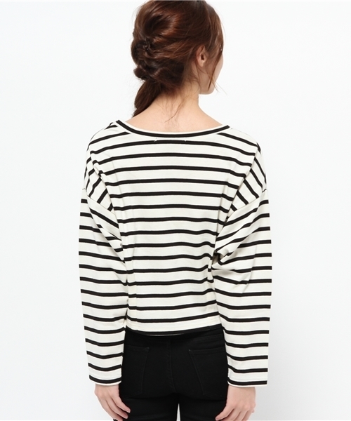 Heather(ヘザー)の「ボーダータックプルオーバー 707178(Tシャツ/カットソー・レディース・ホワイト×ブラック/ブラウン系その他/ネイビー・FREE)」の6枚目の写真