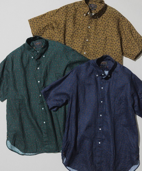 BEAMS PLUS（ビームスプラス）の「リネン プリント ボタンダウン シャツ クラシック フィット（シャツ/ブラウス・メンズ・イエロー系その他6/グリーン/ネイビー・M/L/S）」の9枚目の写真