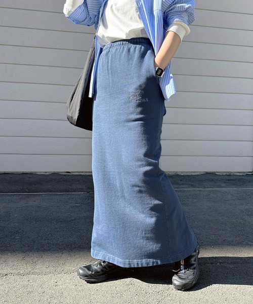 ANME（アンメ）の「ピグメント加工ANMEエンブロイダリーロゴスウェットタイトスカート（スカート・レディース・ブラック/ベージュ/ネイビー・M/L）」の3枚目の写真