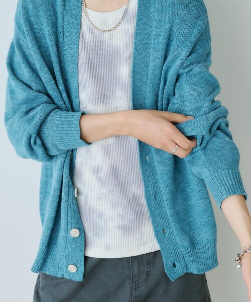 WHIMSIC（ウィムジック）の「【WHIMSIC】スラブヤーンニットカーディガン*（カーディガン/ボレロ・レディース・オレンジ/ピンク/アイボリー/ブルー・FREE）」の2枚目の写真