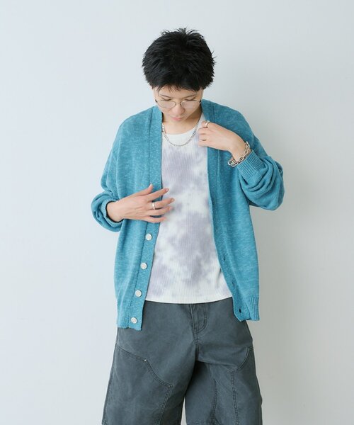 WHIMSIC（ウィムジック）の「【WHIMSIC】スラブヤーンニットカーディガン*（カーディガン/ボレロ・レディース・オレンジ/ピンク/アイボリー/ブルー・FREE）」の5枚目の写真