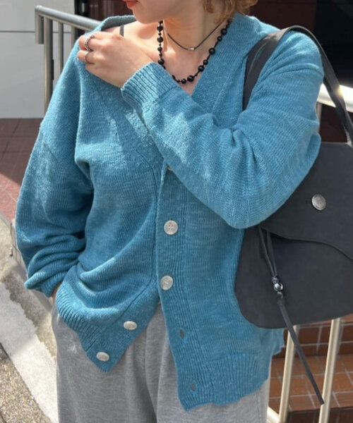 WHIMSIC（ウィムジック）の「【WHIMSIC】スラブヤーンニットカーディガン*（カーディガン/ボレロ・レディース・オレンジ/ピンク/アイボリー/ブルー・FREE）」の14枚目の写真