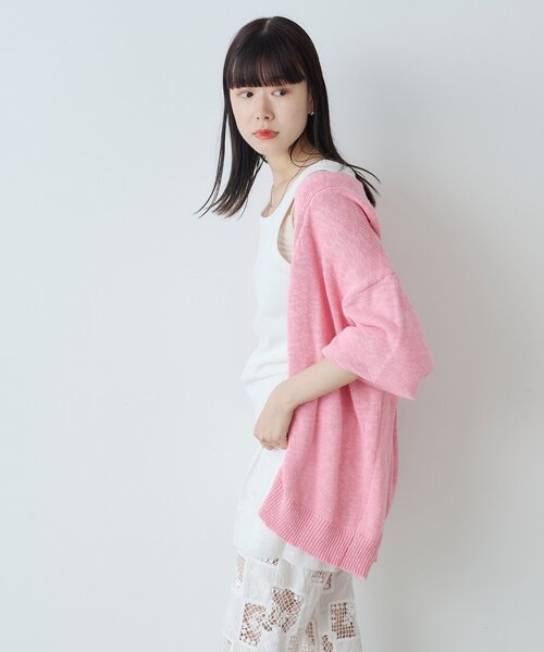 WHIMSIC（ウィムジック）の「【WHIMSIC】スラブヤーンニットカーディガン*（カーディガン/ボレロ・レディース・オレンジ/ピンク/アイボリー/ブルー・FREE）」の18枚目の写真