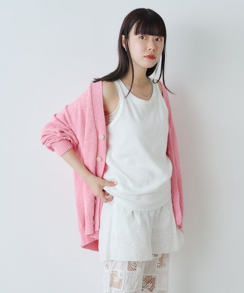 WHIMSIC（ウィムジック）の「【WHIMSIC】スラブヤーンニットカーディガン*（カーディガン/ボレロ・レディース・オレンジ/ピンク/アイボリー/ブルー・FREE）」の19枚目の写真