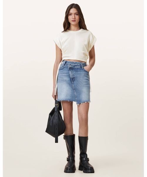 トップス MIRA@ セール】MIRA CROPPED SATIN DRAWCORD T-SHIRT | MIRA クロップド