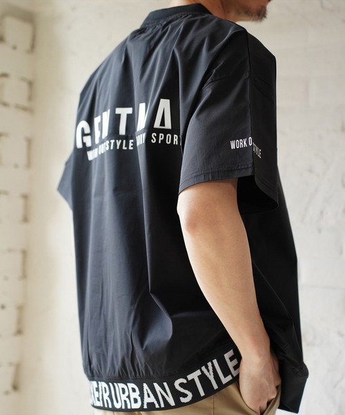 LUXE/R GOLF(ラグジュ ゴルフ)の「(RM)【LUXE/R GOLF】ストレッチ クロス バイカラー プルオーバー 半袖 シャツ(Tシャツ/カットソー・メンズ・ブラック×ブラック/ブラック×ホワイト/ブラック×グレー/カーキ系・M/L/XL)」の1枚目の写真