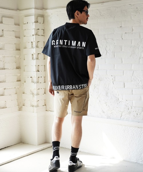 LUXE/R GOLF(ラグジュ ゴルフ)の「(RM)【LUXE/R GOLF】ストレッチ クロス バイカラー プルオーバー 半袖 シャツ(Tシャツ/カットソー・メンズ・ブラック×ブラック/ブラック×ホワイト/ブラック×グレー/カーキ系・M/L/XL)」の9枚目の写真
