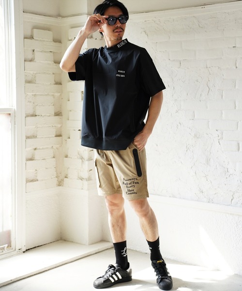 LUXE/R GOLF(ラグジュ ゴルフ)の「(RM)【LUXE/R GOLF】ストレッチ クロス バイカラー プルオーバー 半袖 シャツ(Tシャツ/カットソー・メンズ・ブラック×ブラック/ブラック×ホワイト/ブラック×グレー/カーキ系・M/L/XL)」の7枚目の写真